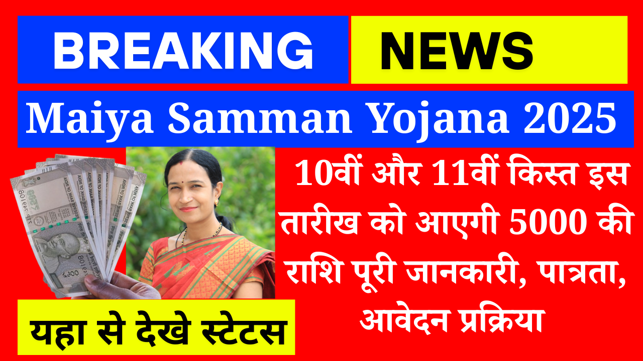 maiya samman yojana 10वीं और 11वीं किस्त इस तारीख को आएगी 5000 की राशि  पूरी जानकारी, पात्रता, आवेदन प्रक्रिया 